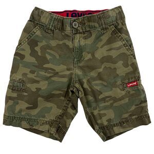 Levi's Cargo Shorts Youth Boys Size 4 Green Camouflage Adjustable Waist